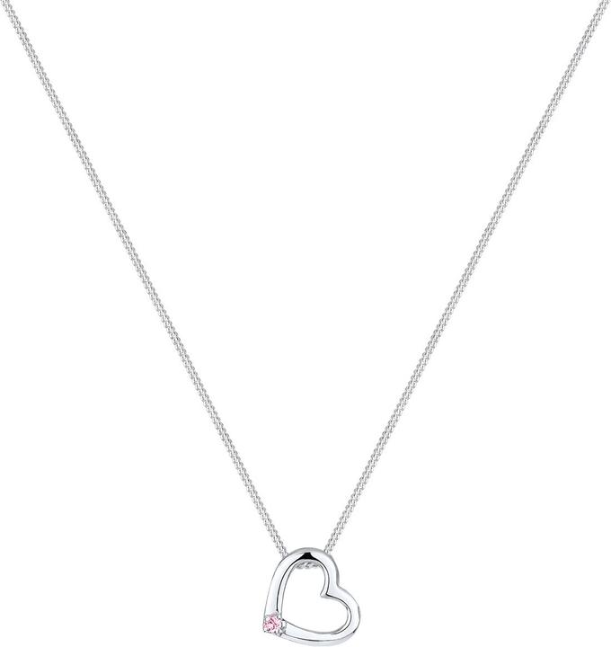 Produktbild Elli mit Herz-Anhänger und Rosa Kristall (Sterling Silber, 45 cm)