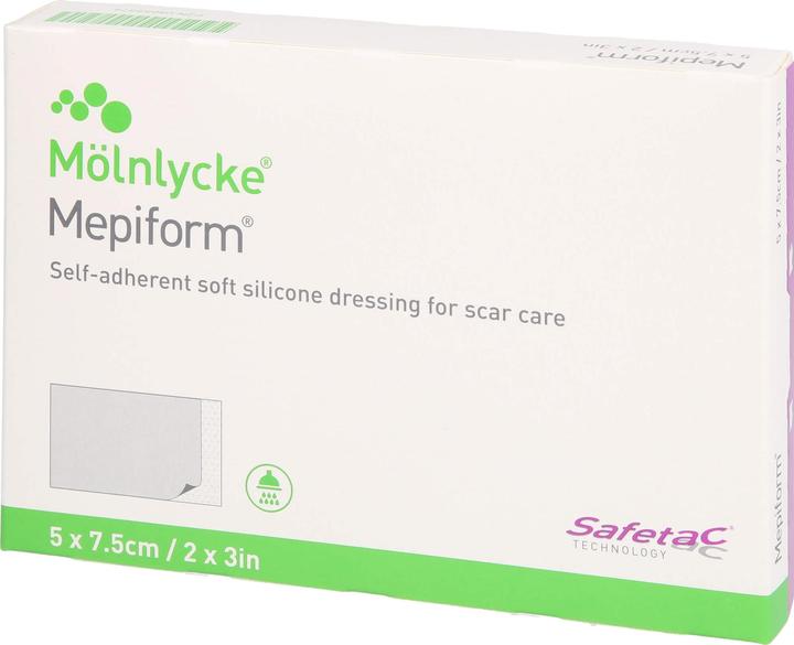 Mölnlycke Pansement en silicone Mepiform 5 x 7,5 cm pour le traitement des cicatrices, 5 pcs. Pansements