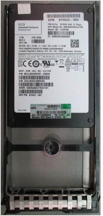 Image du produit HPE 920GB SSD SFF SS20000 FIPS SM (920 Go, 2.5")