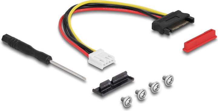 Actual product image Delock M.2 Key A+E to PCIe x1 NVMe adapter angled with 20 cm cable