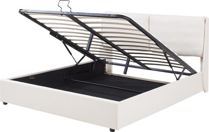 Actual product image En.Casa Polsterbett Lunner mit Bettkasten 140x200 cm Beige (200 x 140 cm)