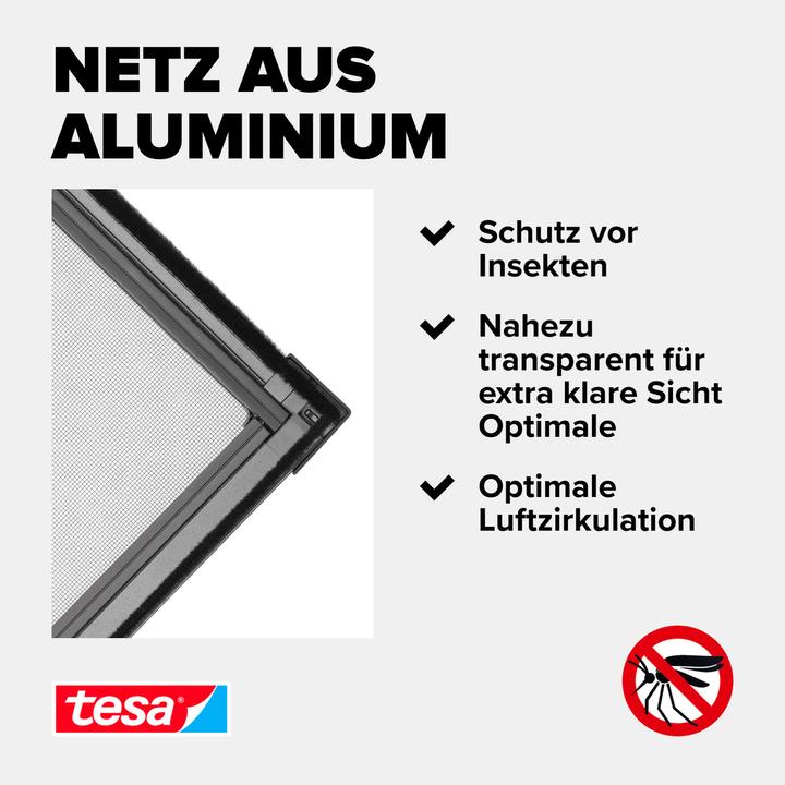 Produktbild tesa Insektenschutz Alu COMFORT Ersatzrolle, für Fenster, ohne Bohren (100 x 120 cm)