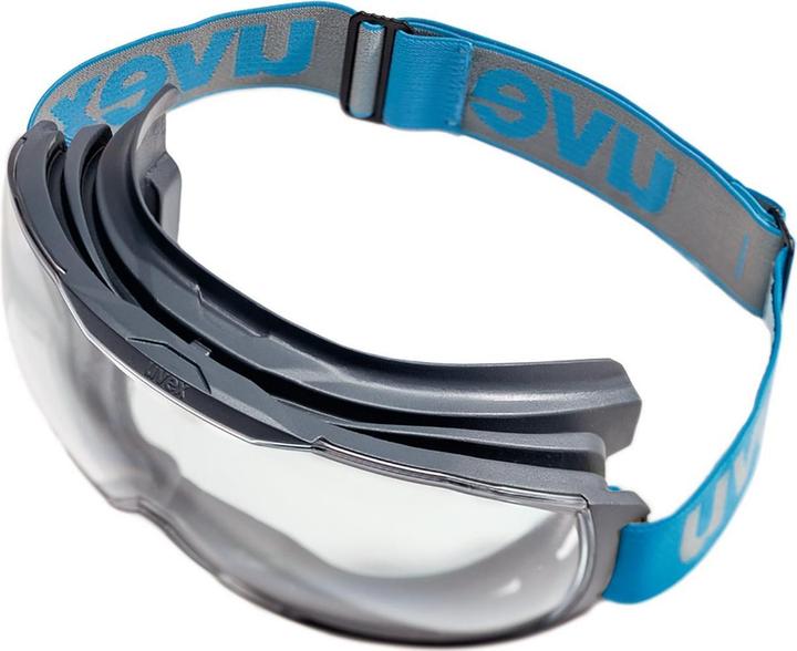 Actual product image Uvex Safety megasonic goggles, clear visor, grey/blue.