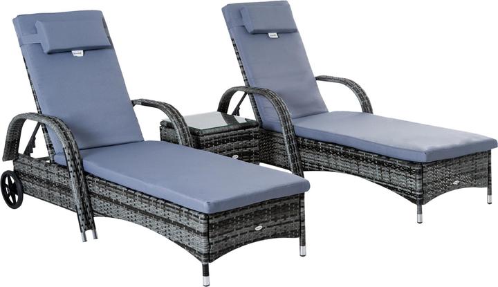 Produktbild Outsunny Rattan-Gartenliege als 3-teiliges Set (200 cm)