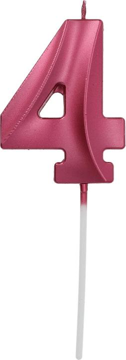 Produktbild Folat Kerze Glamour Ziffer / Zahl 4 Pink Metallic