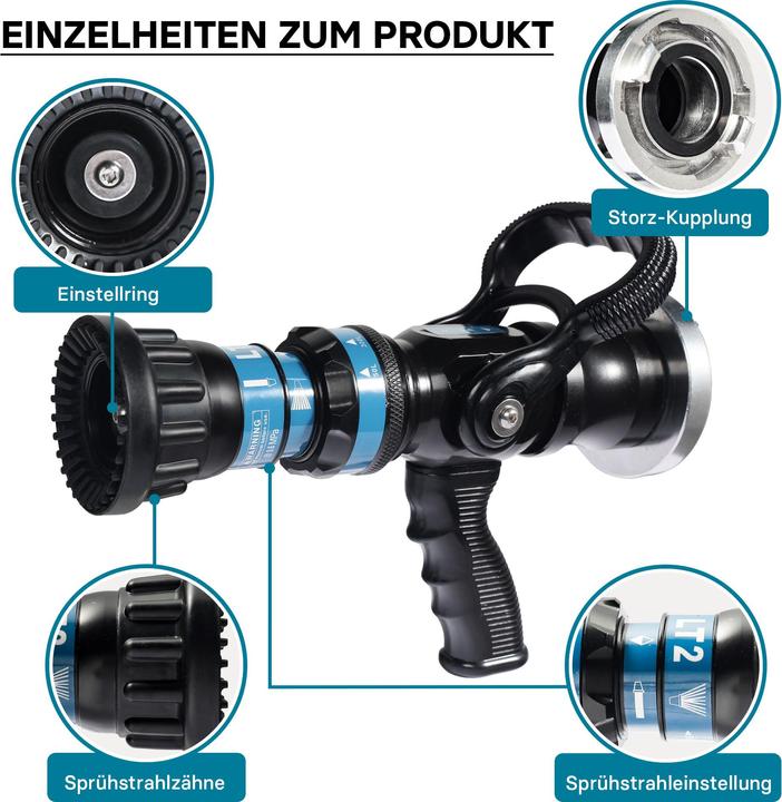 Actual product image Wiltec C Multipurpose Fire Fighting Fog Nozzle 150/200/350/500 l/min for Disaster Relief and Fire Brigades