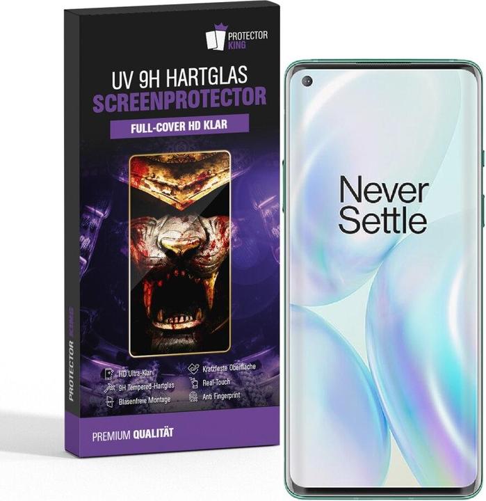 Produktbild Protectorking 1x UV Liquid Echtes Tempered 9H Panzerhartglas 3D KLAR (1 Stück, OnePlus 8 Pro)