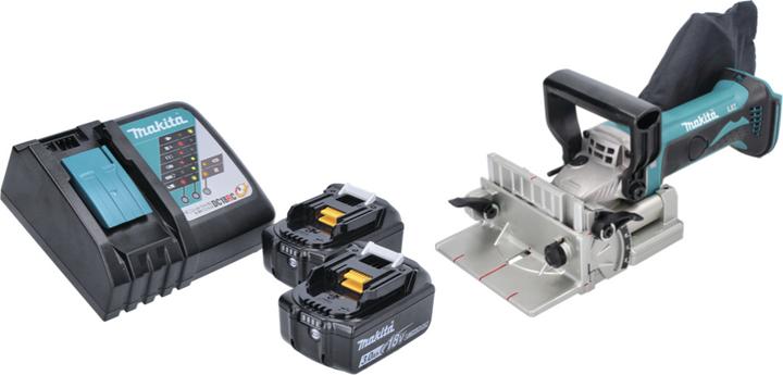 Produktbild Makita DPJ 180 RF Akku Nutfräse 18 V 100 mm + 2x Akku 3,0 Ah + Ladegerät