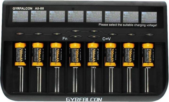 Actual product image AccuCell 8x quick charger and 16 pcs CR123A Li-ion battery pack (1 pcs., CR123A, 760 mAh, Battery + charger)