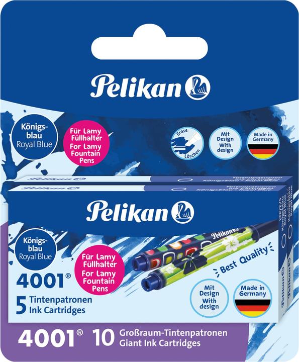 Produktbild Pelikan Tintenpatronen für LAMY Füllhalter, königsblau bunt bedruckt => Motive sortiert (Füllertinte, Königsblau)