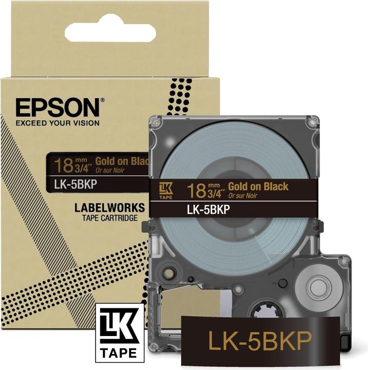 Epson Metallic Black/Gold 18mm LK-5BKP (1.80 cm, Black)