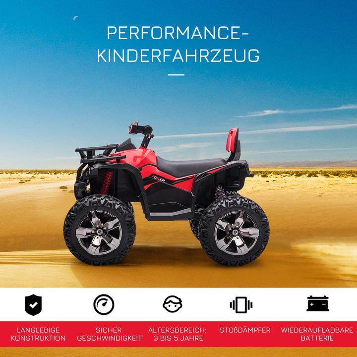 Immagine prodotto Swisshandel24 Auto elettrica per bambini quad, fari, lettore musicale MP3, 3-5 anni, 3-8 km/h, metallo, rosso, 10 (12 V)