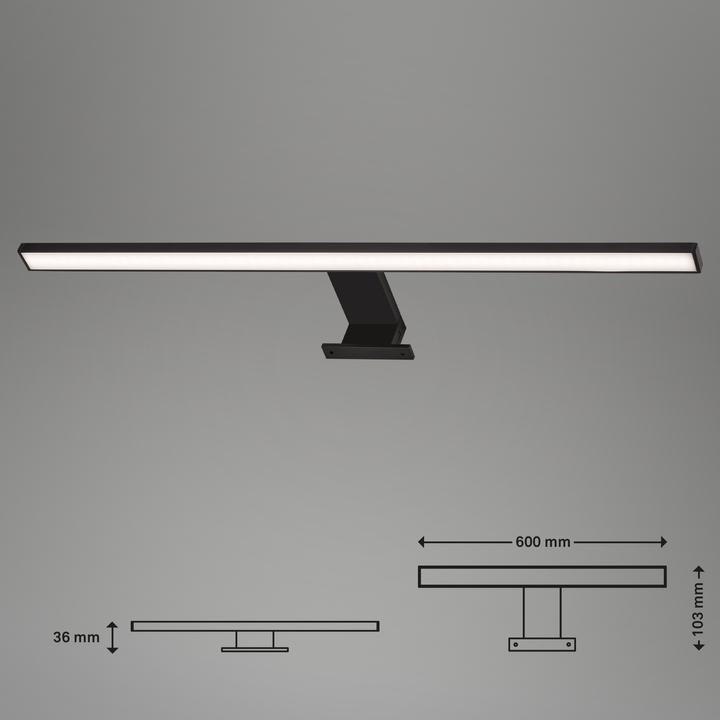 Actual product image Briloner LED mirror light, black, 1xLED platinum/8W (780 lm)