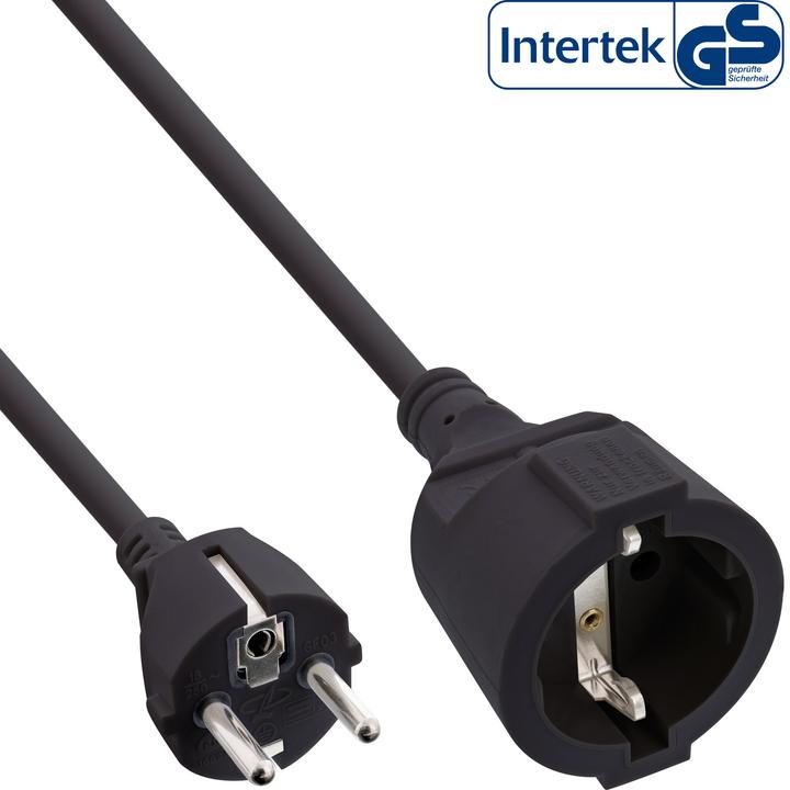 InLine Schutzkontakt-Verlängerung ST / BU (2 m, CEE 7/7)