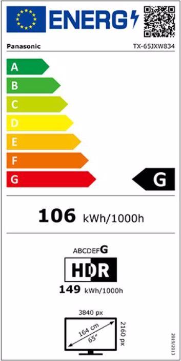 Energie-Label Panasonic TX-65JXW834 (65", JXW834, LED, 4K, 2021)