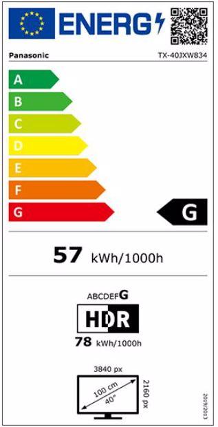 Energie-Label Panasonic TX-40JXW834 (40", JXW834, LCD, LED, 4K, 2021)