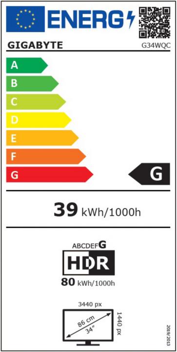 Energie-Label Gigabyte G34WQC (3440 x 1440 Pixel, 34")