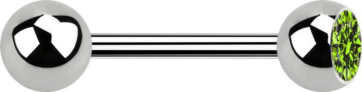 Actual product image Star Piercing Barbell silver with ball and ball crystal light green (Titanium G23, without brass)