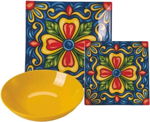 Actual product image Villa D'Este Home Tivoli Riviera Maya Tableware Set Porcelain and Stoneware 18pcs (6 Piece)