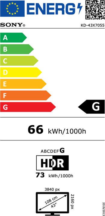 Energy Label Sony KD43X7055 (42.52", LCD, 4K, 2020)