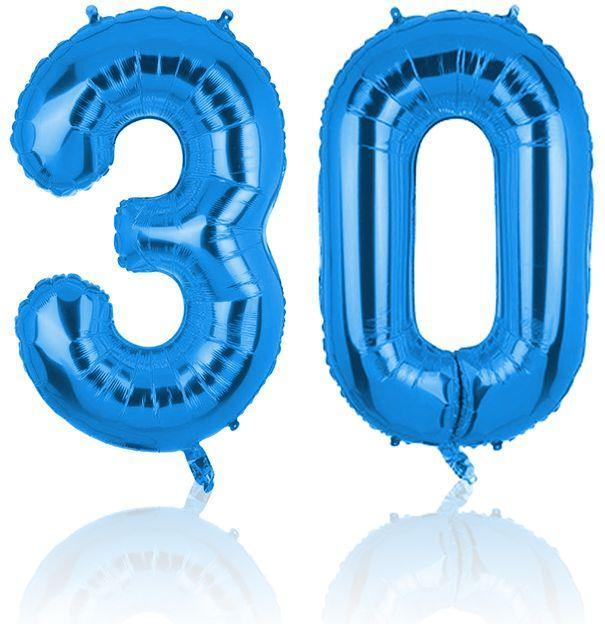 Immagine prodotto Hermex Palloncino in foil numero 30 palloncino numero palloncino elio pallone blu 81cm