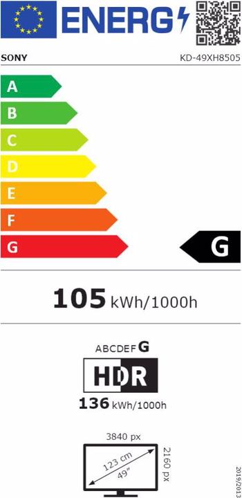 Energie-Label Sony KD49XH8505 (49", LCD, 4K, 2020)