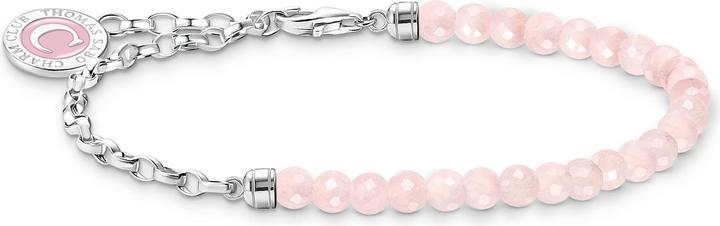 Actual product image Thomas Sabo Charm Bracelet with Rose Quartz Beads and Chain Links Silver (13 cm, Enamel, 925 silver)