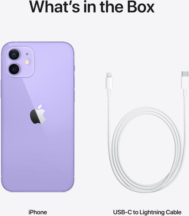 Immagine prodotto Apple iPhone 12 (64 GB, Purple, 6.10", SIM + eSIM, 12 Mpx, 5G)
