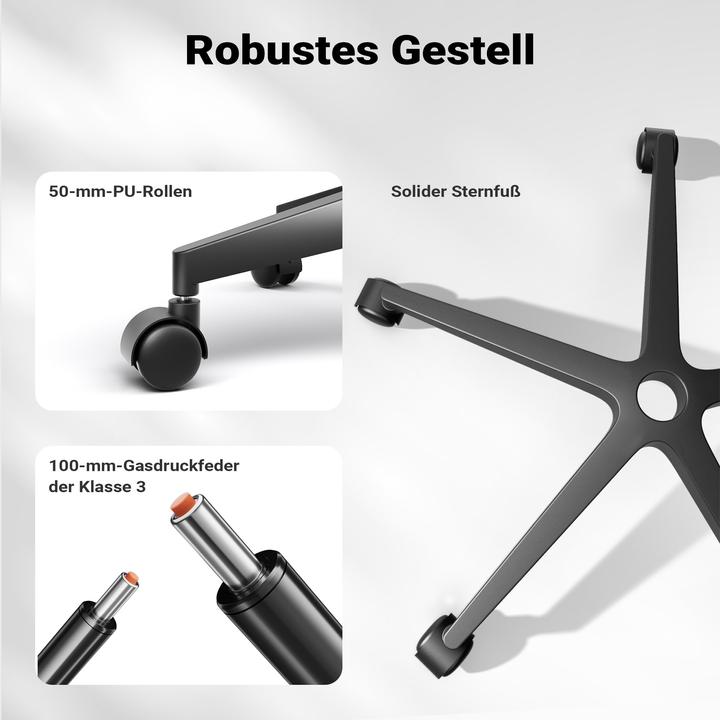 Image du produit Wiltec Chaise de bureau ergonomique avec soutien lombaire 120 kg Chaise de bureau