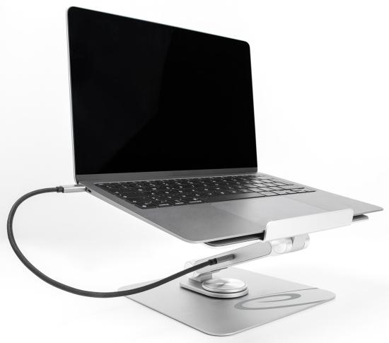 Image du produit Delock Support pour tablette et ordinateur portable avec station d'accueil 4K intégrée - HDMI / lecteur de (USB-C, 6 Ports)