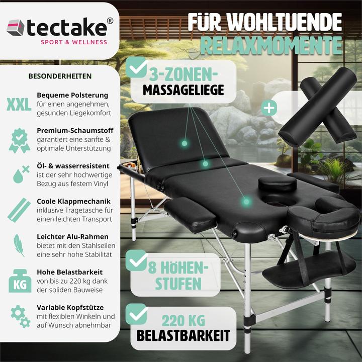 Actual product image tectake Massage table 3 zone with carry back and bolsters