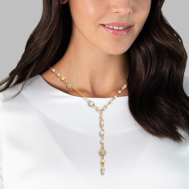 Produktbild Lulu & Jane Stern Metall-Legierung Zirkonia Muschelkernperle gelbgold 45,0 cm Basiskette + 5,0 cm Verlängerung - (Metall-Legierung, 45 - 50 cm)
