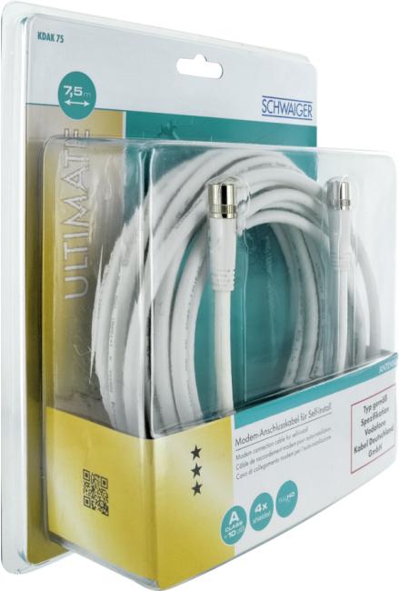 Immagine prodotto Schwaiger KDAK75 532 7.5m F Cavo coassiale bianco (10 dB, Cavi SAT)