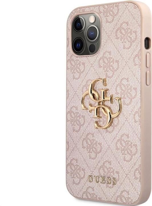 Produktbild Guess GUHCP12M4GMGPI PU 4G Metall-Logo-Hülle für iPhone 12|12 Pro Pink (Apple iPhone 12)