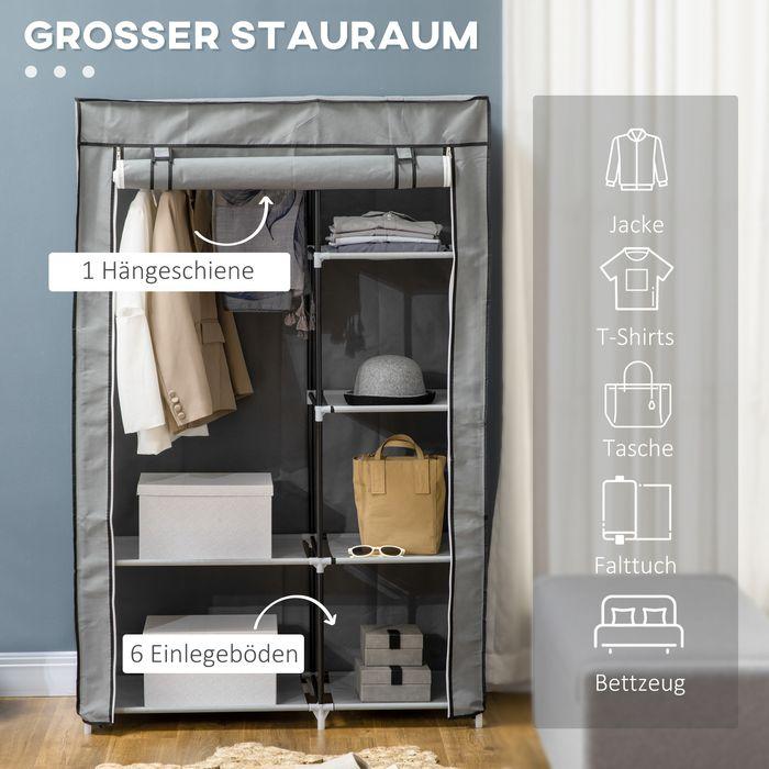 Image du produit Swisshandel24 Armoire en tissu avec barre de penderie, 6 compartiments, penderie pliable aspect non tissé (103 x 43 x 162,5 cm)