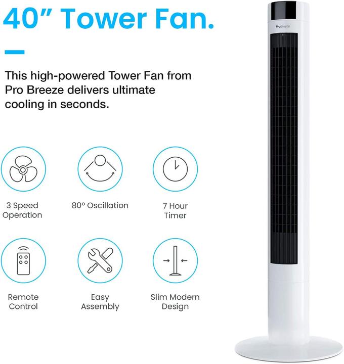 Actual product image Breeze Oscillating tower fan (48 dB)
