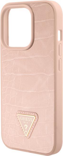 Image du produit Guess GUHCP15LPCRTHCP iPhone 15 Pro 6.1" różowy/pink hardcase Croco Triangle Metal Logo (Apple iPhone 15 Pro)