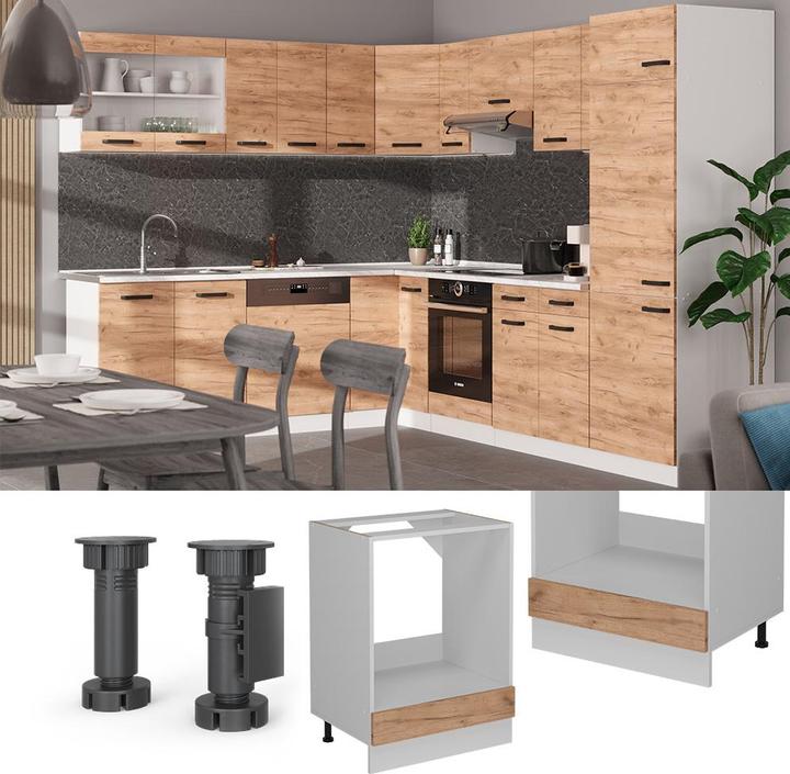 Actual product image Vicco Oven housing cabinet R-Line, Gold power oak/White, 60 cm WT Anthracite