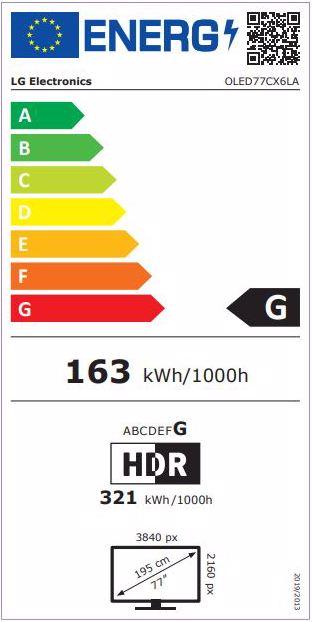 Energie-Label LG OLED77CX (77", OLED, 4K, 2020)