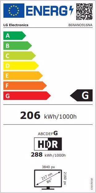 Energie-Label LG 86NANO916NA (86", Nano-Cell, 4K, 2020)