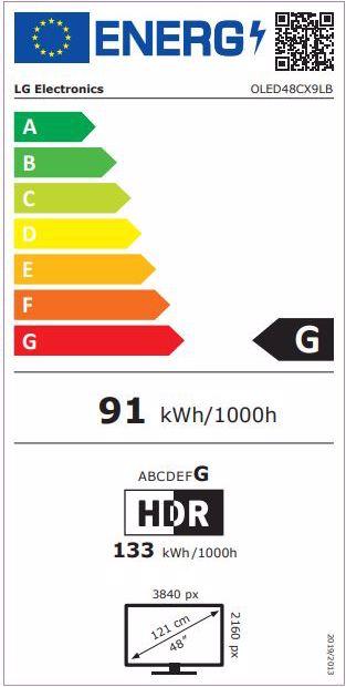 Energie-Label LG OLED48CX9 (48", OLED, 4K, 2020)