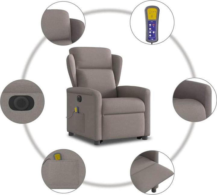 Produktbild VidaXL Elektrischer Massagesessel mit Aufstehhilfe Taupe Stoff