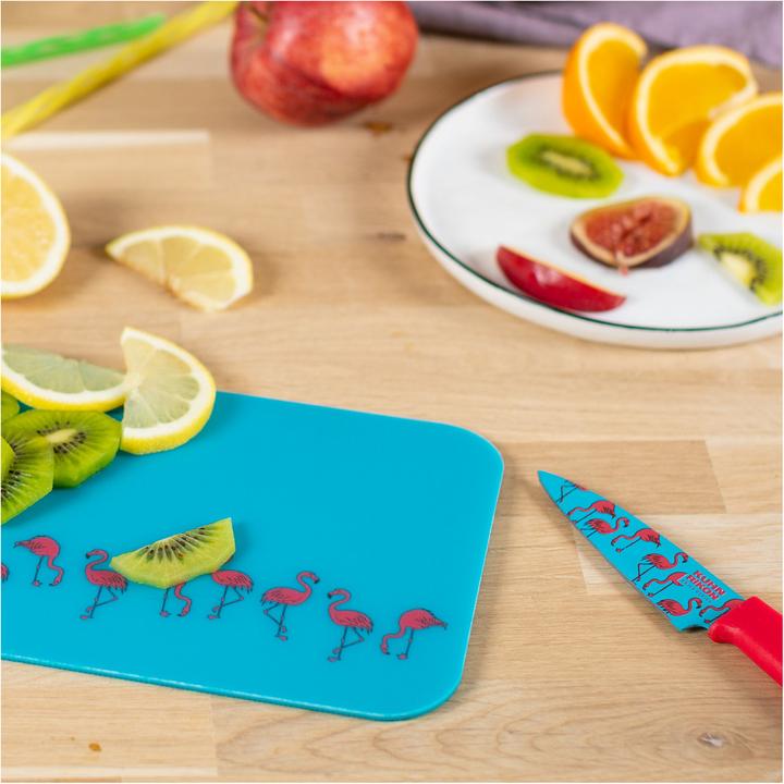 Actual product image Kuhn Rikon COLORI®+ paring knife / cutting board set (Limited Edition Flamingo)