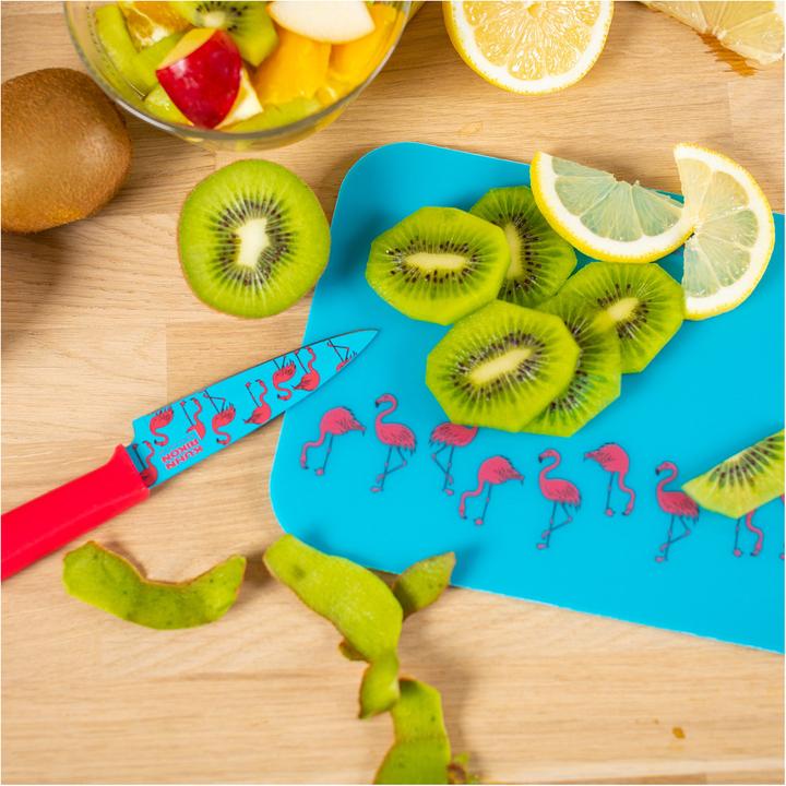 Actual product image Kuhn Rikon COLORI®+ paring knife / cutting board set (Limited Edition Flamingo)