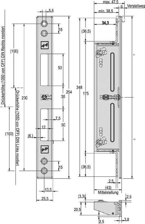 Produktbild effeff EFF 809HZV----35-01 FlachschlieÃblech B=25,5mm Verstellweg=9mm Ed