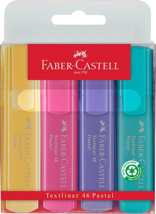 Produktbild Faber-Castell Textmarker Pastell 4er pack (Mehrfarbig, 5 mm, 4 x)