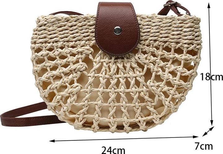 Immagine prodotto Only-Bags.Store Estate in paglia Ba Fashion Half Circle Bags Rattan Handmade Messenger Handbag Travel Beach Bags