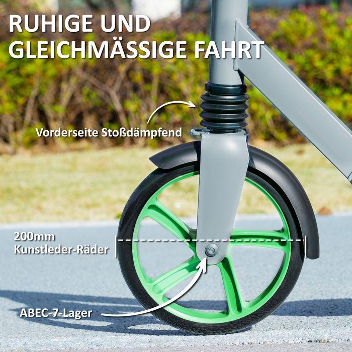 Immagine prodotto Swisshandel24 Kinderroller mit Verstellbare Lenkerhöhe, klapppbar, 2 Grossen Rädern, grün