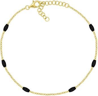 Image du produit Brilio Silver Gold-Plated Bracelet With Black Beads Brc229ybc