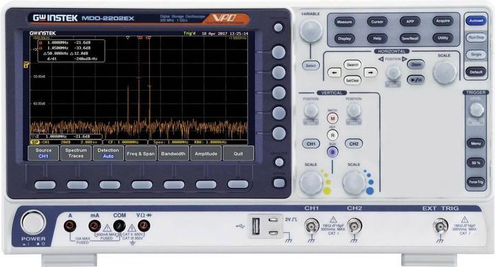 Image du produit GW Instek MDO-2202EX Oscilloscope numérique 200 MHz 1 GSa/s 10 Mpts 8 Bit Digital